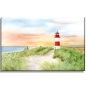 Preview: Leinwand 30 x 20 cm Keilrahmen Canvas-Leinen Aquarell Kunst Maritim Druck Kunstdruck Leuchtturm List Sylt Nordsee Meer Strand Dünen Sonnenuntergang